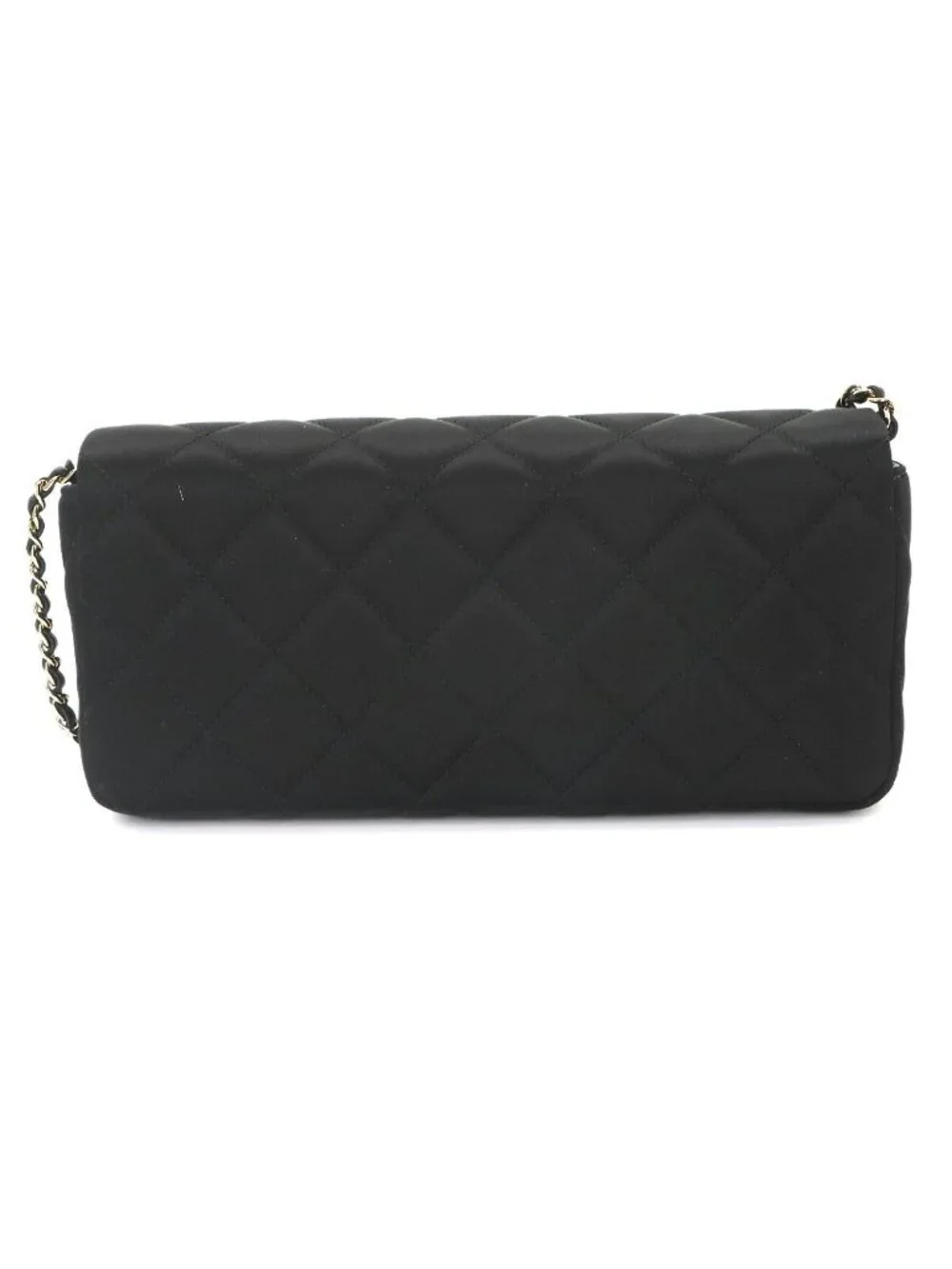 Chanel Quilted Shoulder Bag Satin Pearl Black Gold